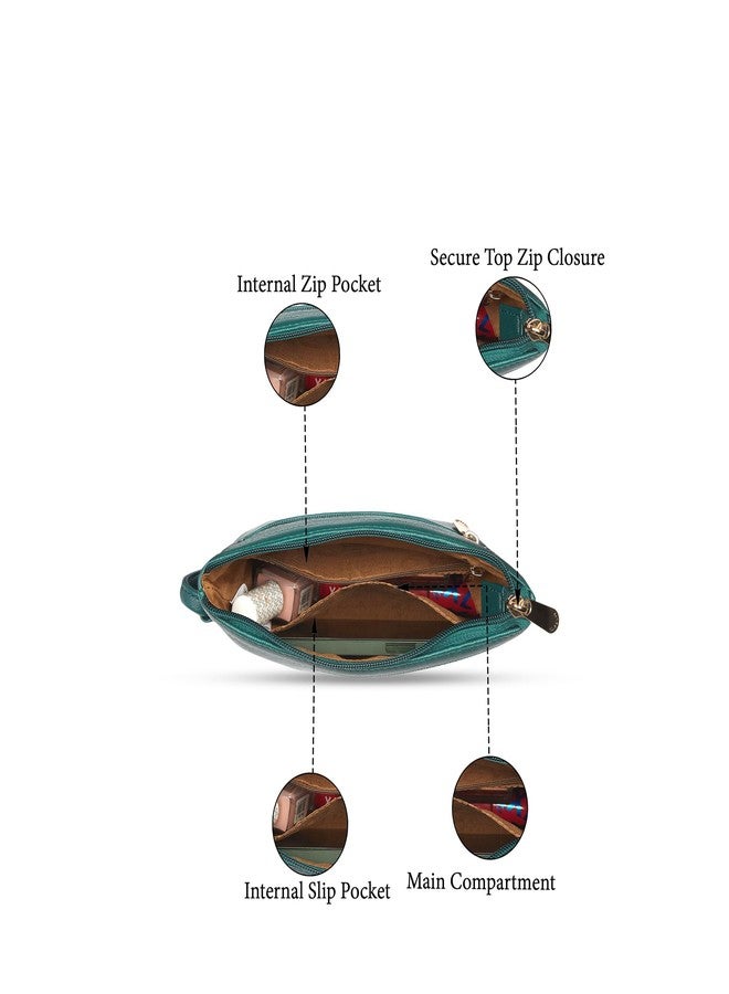 كابريس حقيبة كابريس نيلي الصغيرة كروسبودي للنساء بحزام قابل للتعديل وإغلاق بسحاب لراحة الارتداء | حقيبة يد متعددة الاستخدامات للاستخدام اليومي والسفر والمناسبات الخاصة (أزرق مخضر) - Image 4